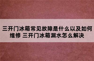 三开门冰箱常见故障是什么以及如何维修 三开门冰箱漏水怎么解决